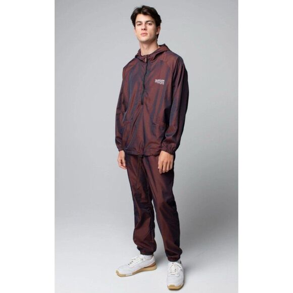 Talentless Men’s Reflective Track Pants Nylon Brown MERLOT Small - Picture 1 of 7